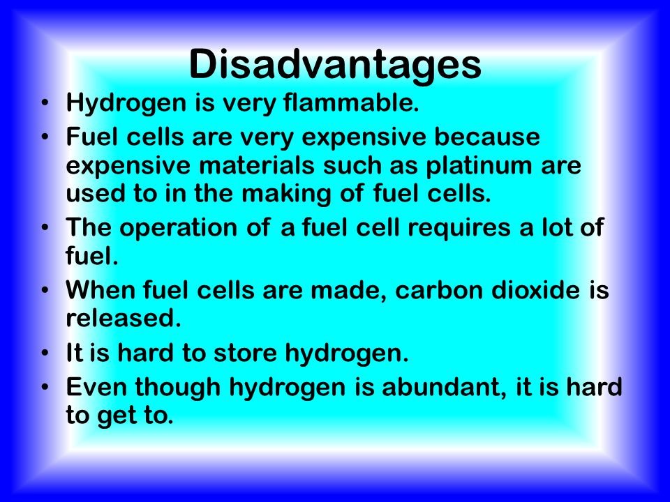 Disadvantages of H2 power