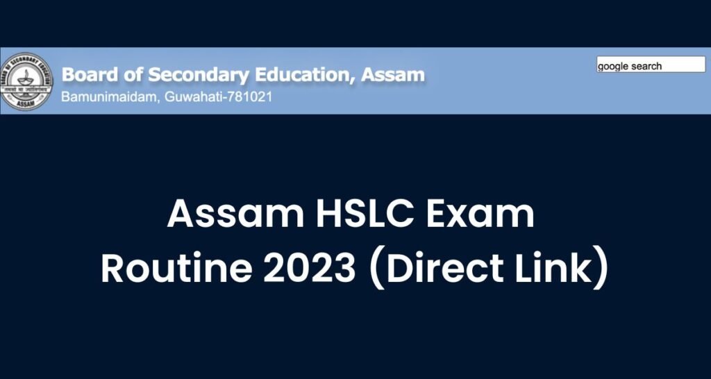 Assam HS Exam Routine 2024