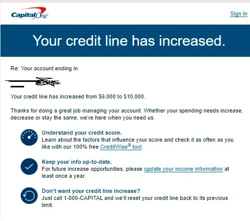 Capital One Credit Limit Increase